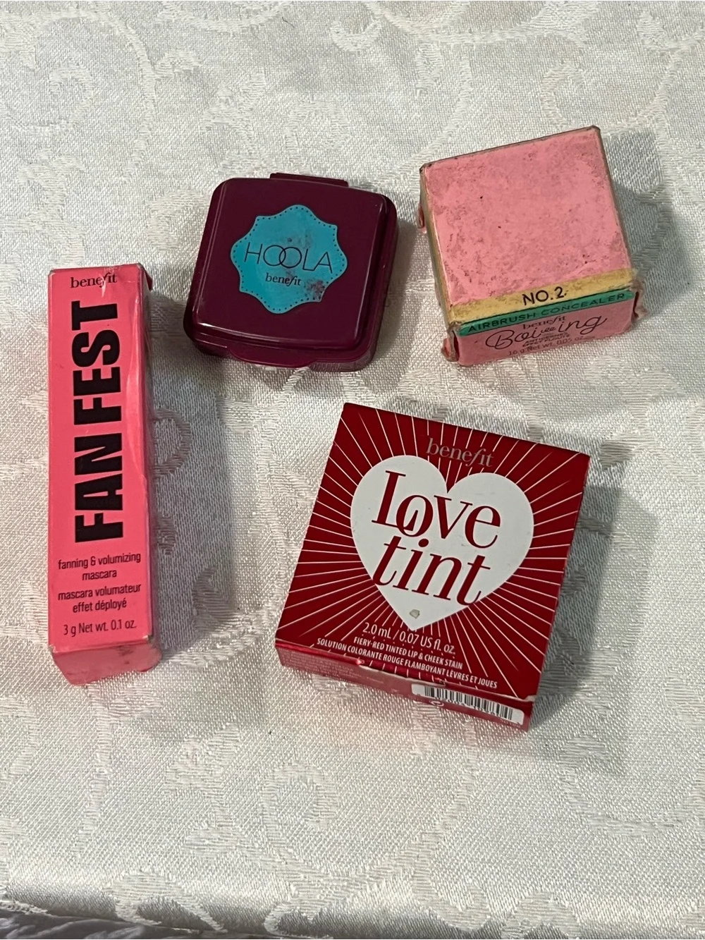 Benefit Love Tint Lip & Cheek Tint in Red with Hoola Bronzer mascara & concealer